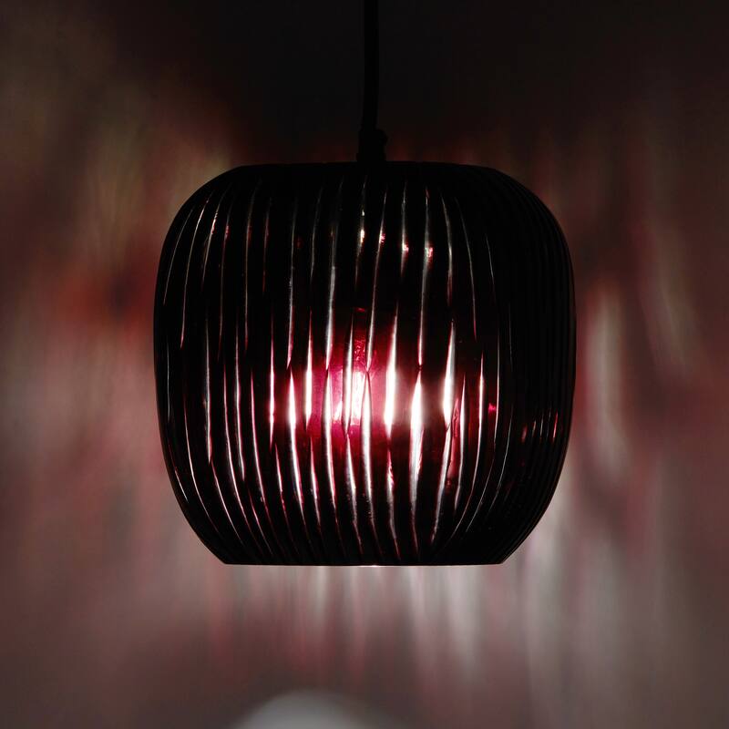 Gemma River of Goods Black Metal and Plum Hand Blown Glass 8.5-Inch Pendant Light with Adjustable Hanging Cord