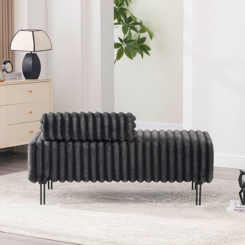 49.6"W Oversized Modern Upholstered Bench Ottoman with Metal Legs