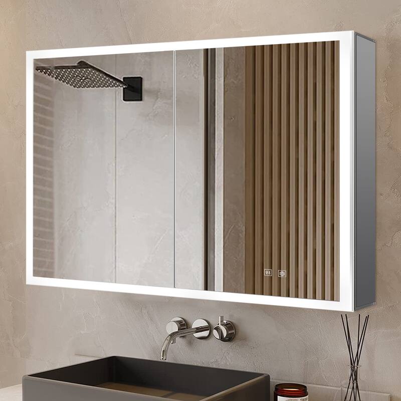 Mesa Surface-Mount LED Mirror Medicine Cabinet with Defogger - 36 in W x 28 in H
