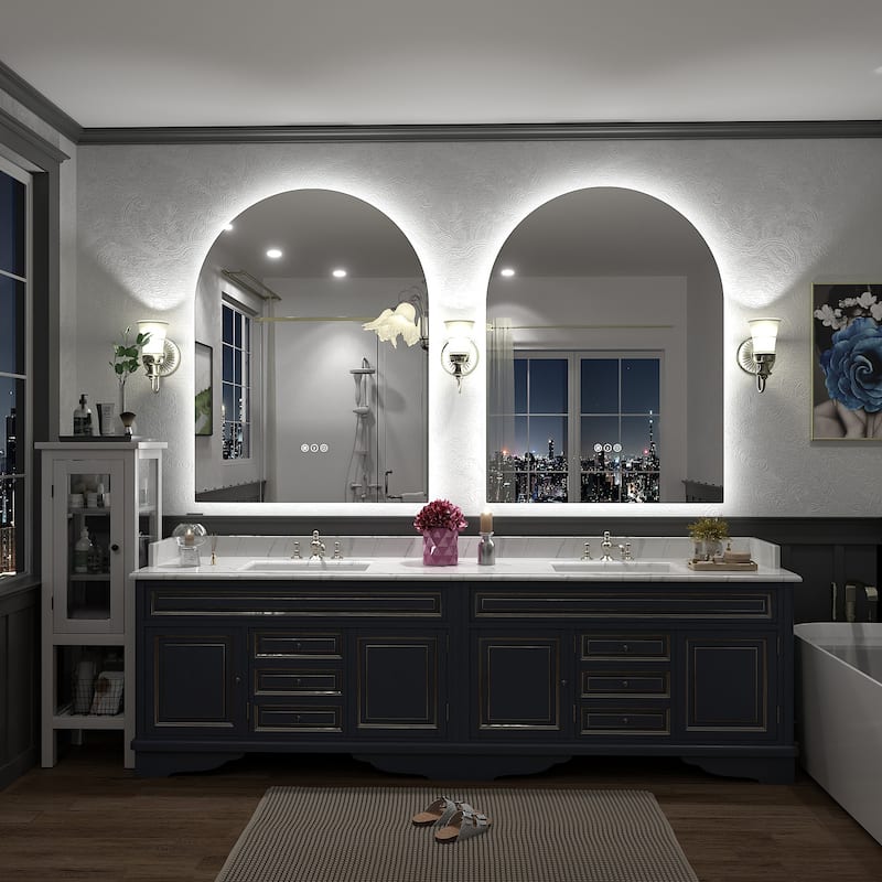 UL Certified Arched LED Anti-fog Tempered Glass Wall Bathroom Vanity Mirror