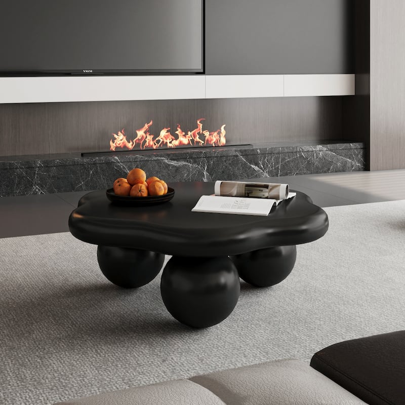 35" Cloud Shaped Modern Minimalist Coffee Table with Spherical Legs