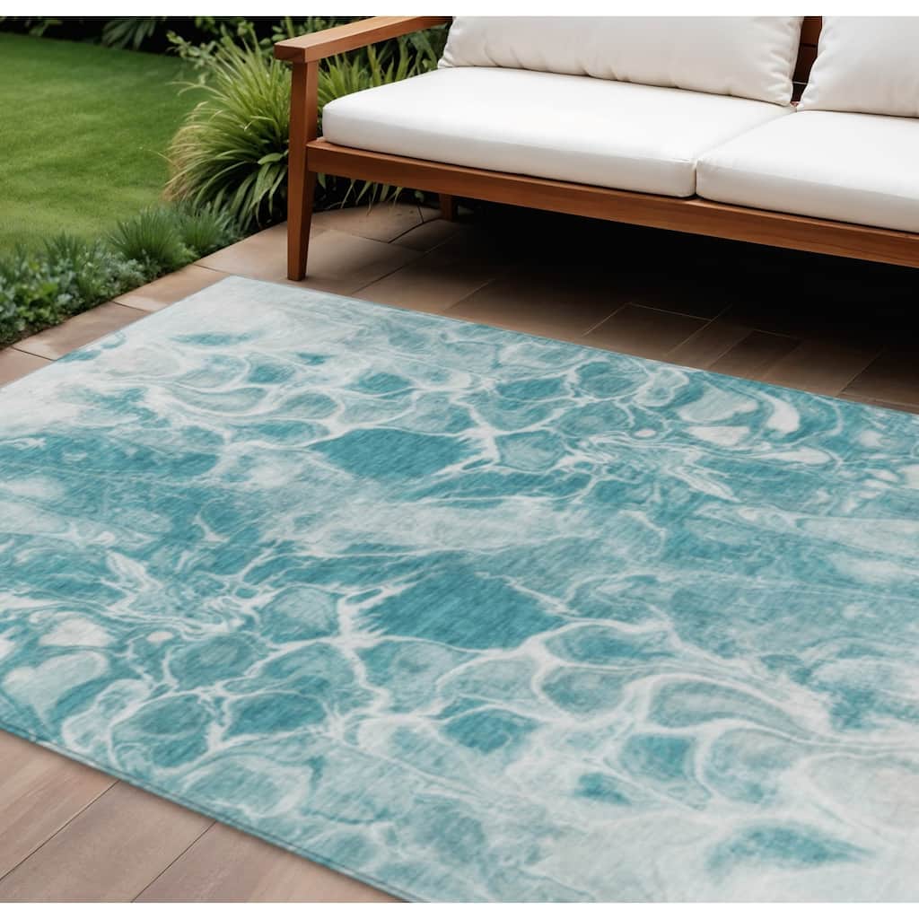 HomeRoots Abstract Transitional Rectangle Outdoor Rug