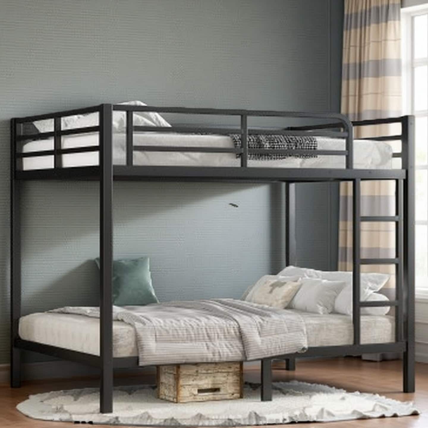 Twin XL over Twin XL Metal Bunk Bed with Sturdy Steel Frame, Noise-Free Design and Space-Saving Structure
