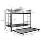 preview thumbnail 4 of 16, Black Twin over Twin Metal Bunk Bed with Trundle & Guardrail
