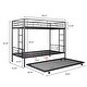 preview thumbnail 4 of 16, Twin over Twin Size Metal Bunk Bed with Trundle, Can Be Separated into 2 Twin Beds, Safety Guardrail, Trundle for Flexible Space