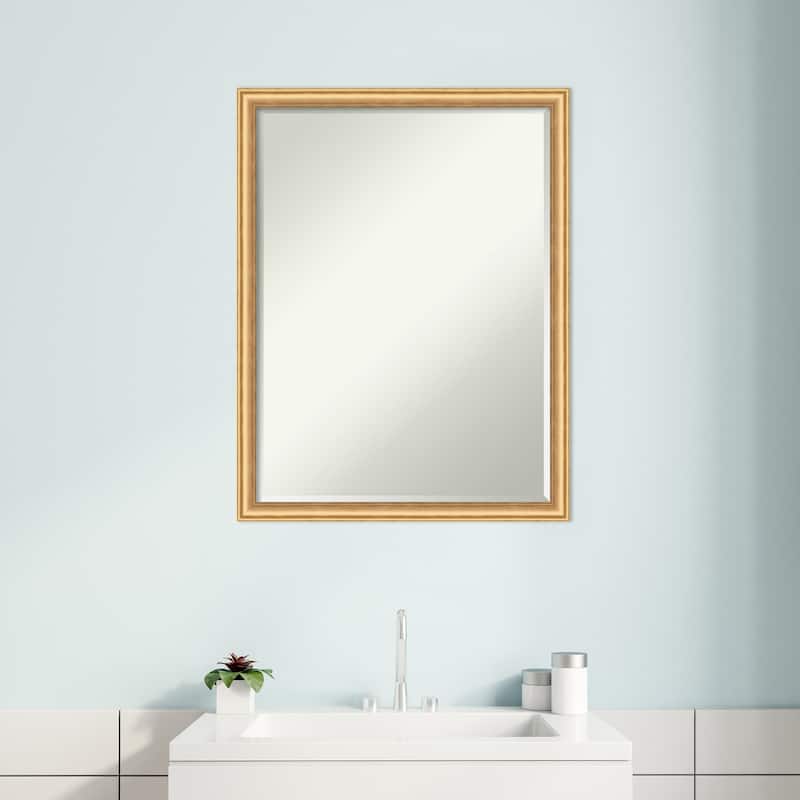 Salon Scoop Half-Inch-Bevel Wood Framed Bathroom Vanity Wall Mirror - Glass Size 18x24