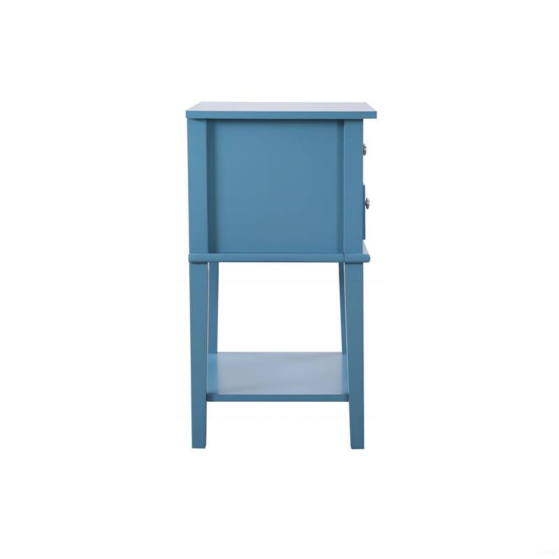 Chic Teal Nightstand with Open Shelf for Quick Access