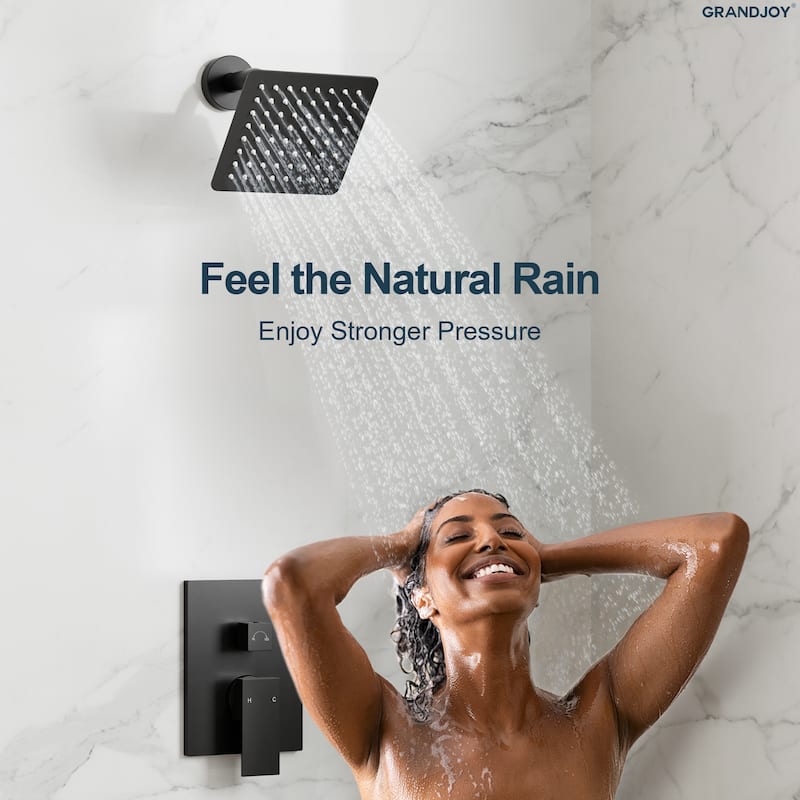 GRANDJOY 2-Function Rainfall Shower System with Handheld, Single Handle Wall-Mount Design