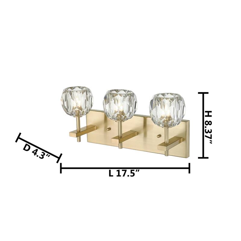 3 Light Gold Wall Sconce With Crystal Shades