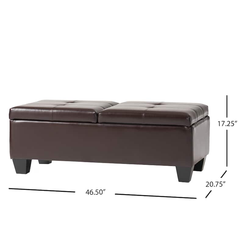 Merrill Chocolate Brown Leather Storage Ottoman by Christopher Knight Home