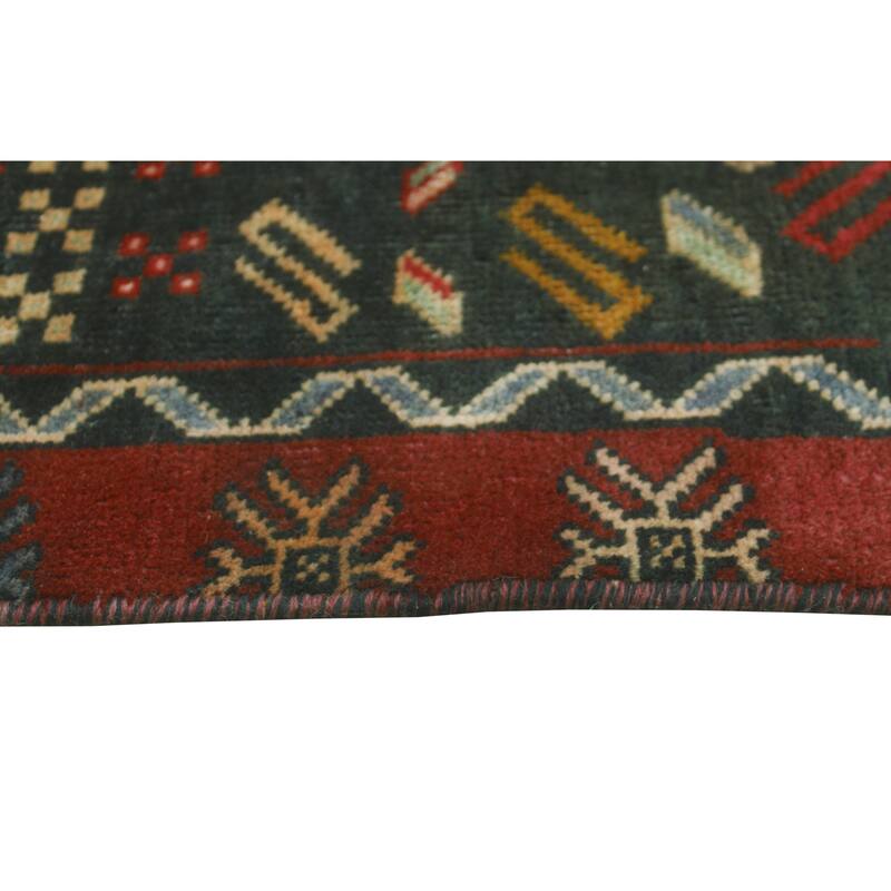 Fine Vintage Distressed Olcay Red/Charcoal Runner - 3'7" x 8'4"