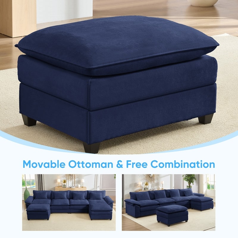 Modern 156''Oversized U-Shaped Modular Sectional Sofa with 2 Ottomans,6-Seat Cloud Couch,Chenille Sofa Sleeper Deep Seat Couches