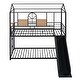 preview thumbnail 3 of 35, House-shaped Twin Over Twin Bunk Bed with MDF Shelf, Metal Bed Frame with Slide, Ladder, Roof, Windows for Kids Fun or Sleep
