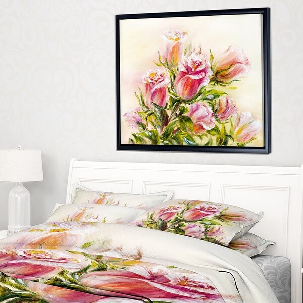 Designart 'Rose ' Floral Art Framed Canvas Print