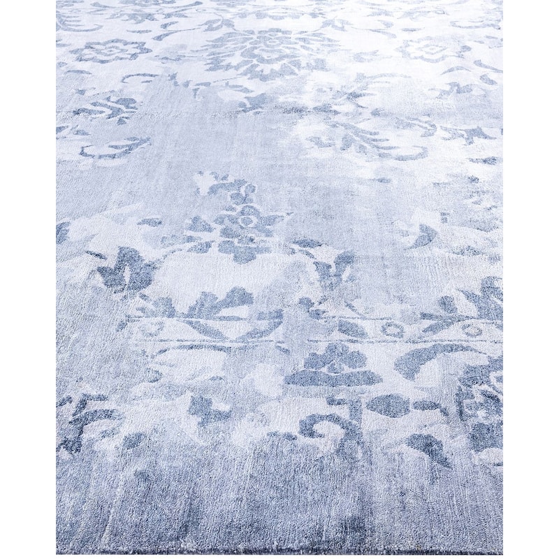 Modern One-of-a-Kind Hand-Knotted Area Rug, Blue - 9' 4" x 12' 1"
