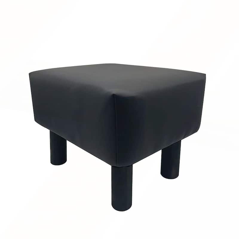 Contemporary Black Leatherette Footstool Set of 2 for Modern Interiors