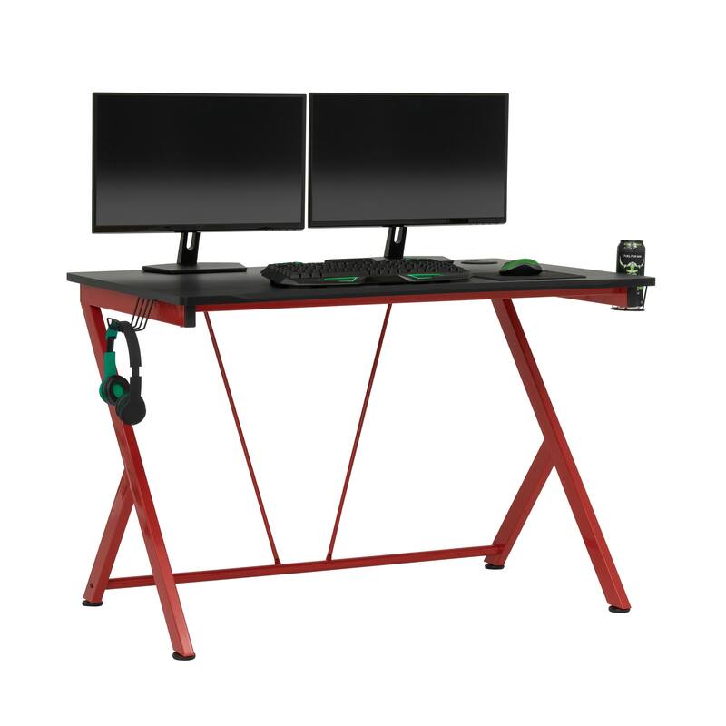 SD Gaming Quest Black and Red Gamer Desk with Charging Station