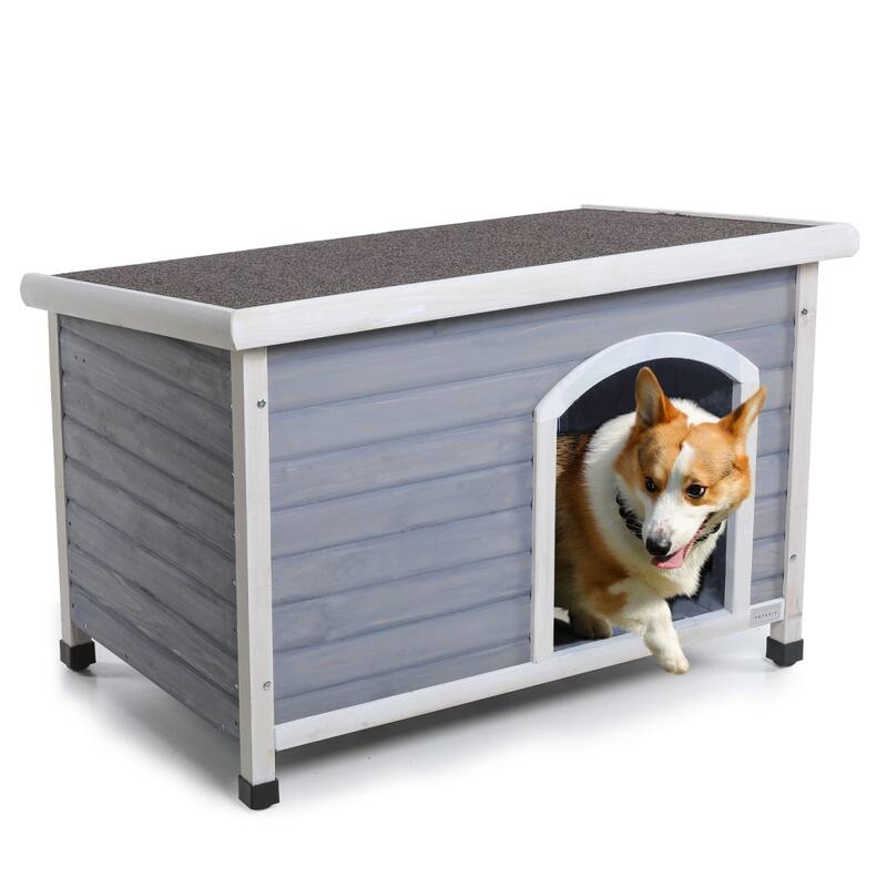 Large Wooden Outdoor Dog House with Waterproof Roof and Raised Floor