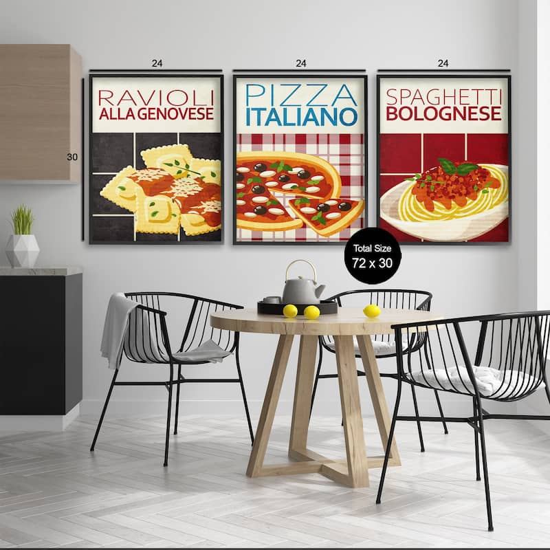 Stupell Classic Italian Pasta Meals Framed Giclee Art Design By Kim Allen (Set of 3)