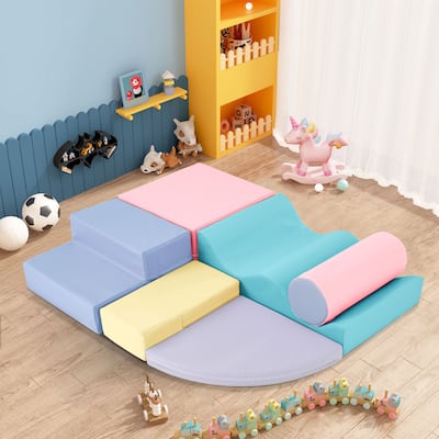Soft Climb and Crawl Foam Playset 6 in 1, Soft Play Equipment Climb and Crawl Playground for Kids, Indoor Active Play Structure