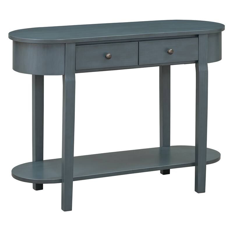 Elegant Retro Console Table with Curved Design and Smooth Glaze for Entryways, Living Rooms and hallways