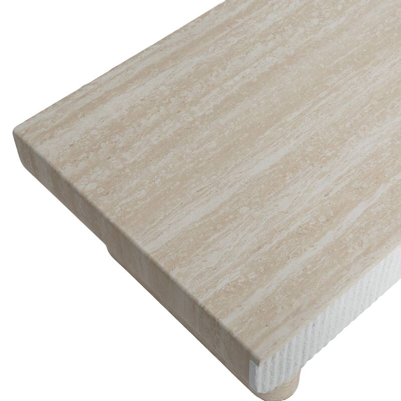 GDFStudio - Mid-Century Modern Coffee Table with Fluted Storage Drawer