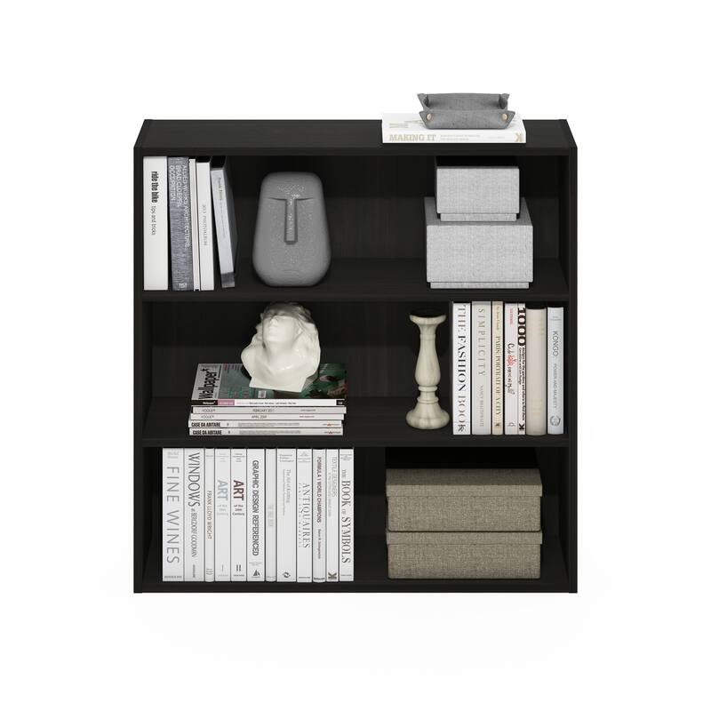 31.5 in. Tall Espresso Wood 3-Shelf Bookcase