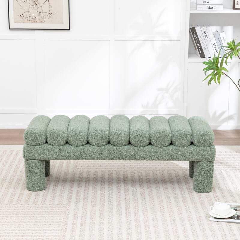 SEYNAR Modern Teddy Velvet Upholstered Rentangle Ottoman