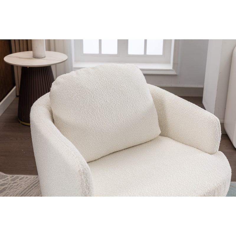 30.3" Swivel Accent Chair with Wood Base