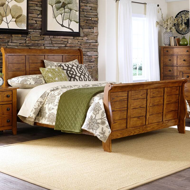 Liberty Furniture Grandpa's Cabin Sleigh Bed, Dresser, Mirror, Chest - California King, King, Queen