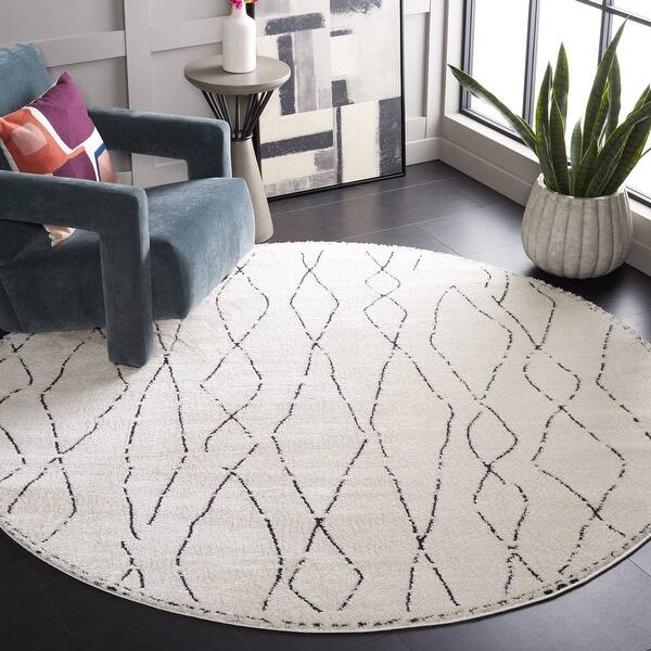 slide 2 of 28, SAFAVIEH Melody Roghieh Moroccan Rug 6'7" Round - Ivory/Black - Round