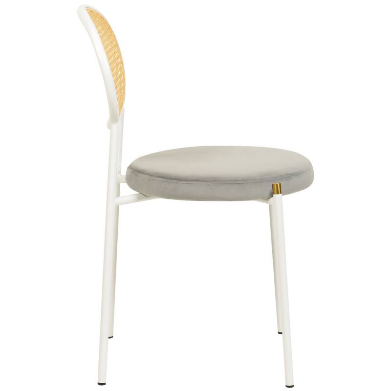 Leisuremod Euston Modern Dining Chair Upholstered Velvet or Leather Seat Wicker Back Accent Chair for Home Living Room & Kitchen