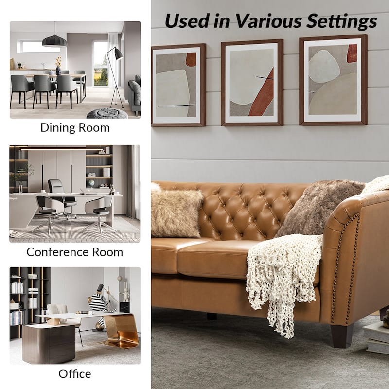 Regina 82.5" Tufted Genuine Leather Sofa Couch for Living Room By HULALA HOME