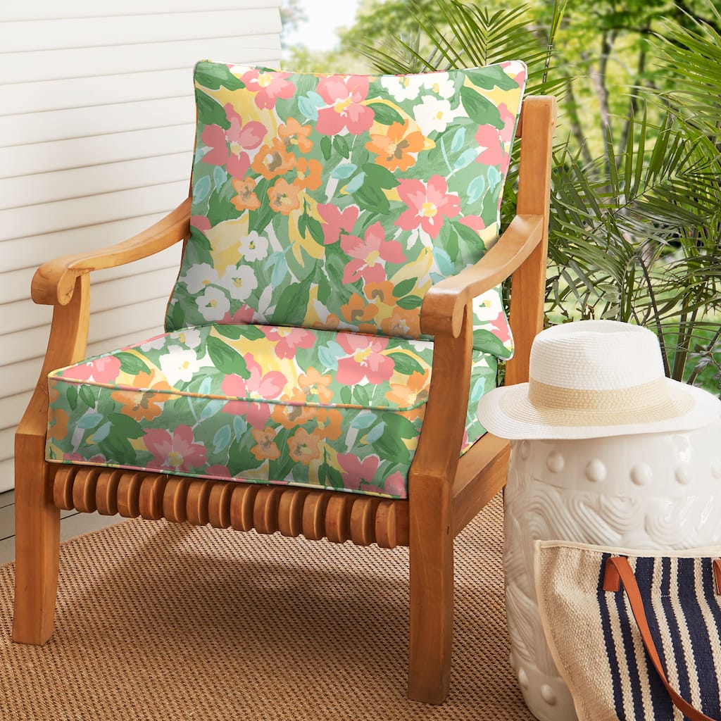 Sorra Home Outdoor Corded Deep Seating Pillow and Cushion Set