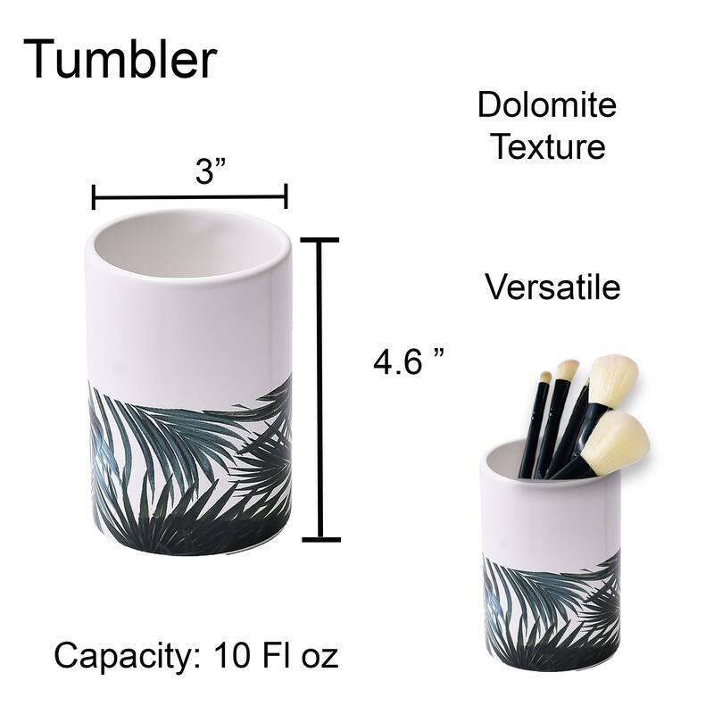 Bathroom Accessory Set 4-Pieces Tropical Bamboo Leaves