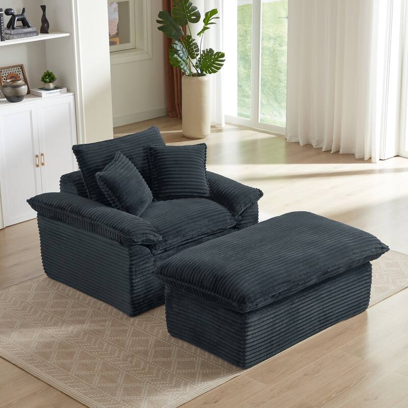 51.97" Modern Comfortable Cushioned Compression Single Sofa with Footrest