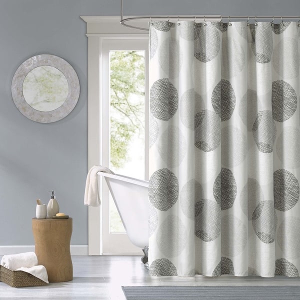 slide 6 of 5, Madison Park Essentials Glendale Printed Shower Curtain Grey