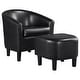 Faux Leather Tub Chair with Ottoman, Black - Bed Bath & Beyond - 36701767