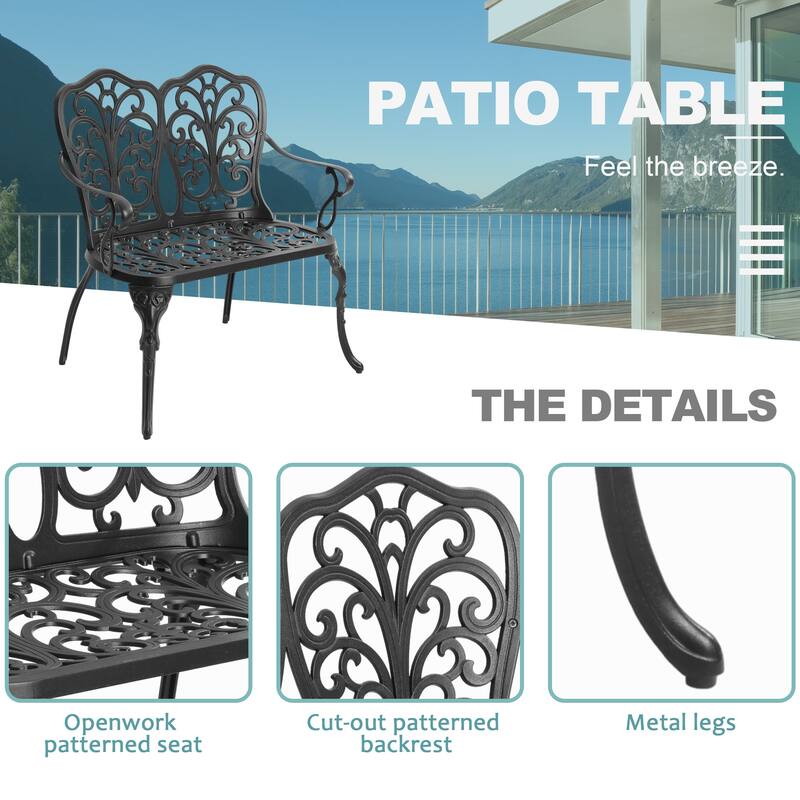33.8 inch Aluminum Outdoor Butterfly Loveseats Garden Bench for Park,Yard