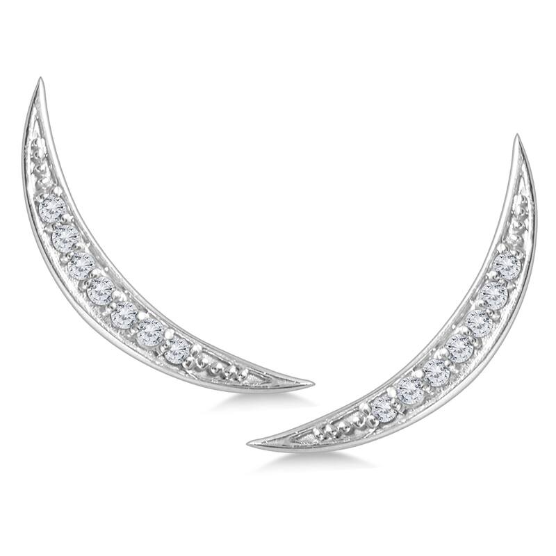 Marquee 1/8 Carat TW Diamond Climber Earrings Set in 14K White Gold