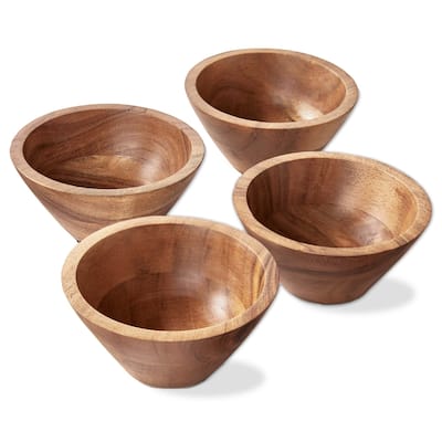 Acacia Wood Serving Bowl Set Natural Everyday Use Hand Wash Only 2 in H x 4.5 in L x 4.5 in W