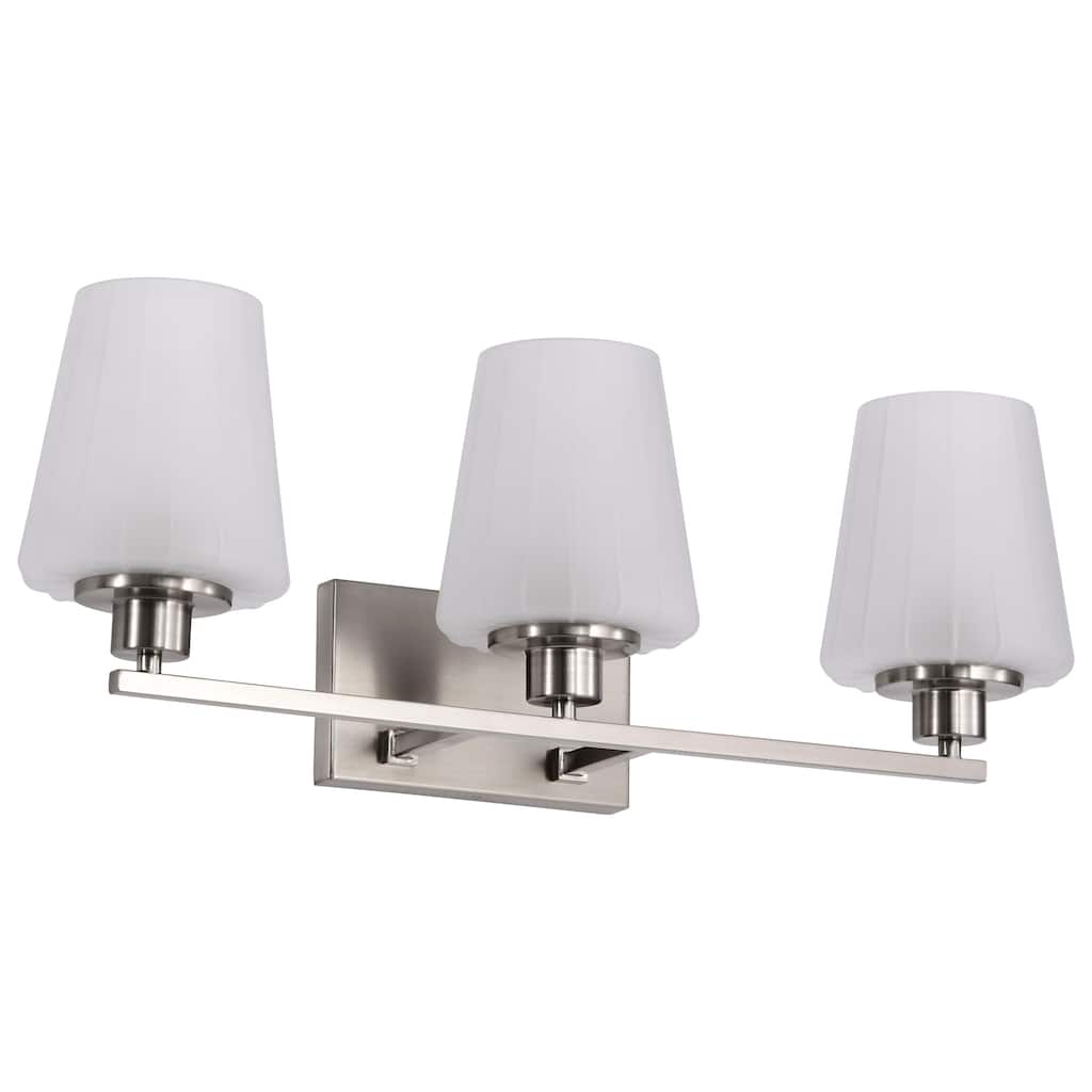 Lune 3 Light Vanity Brushed Nickel Finish Etched White Glass - Brushed Nickel