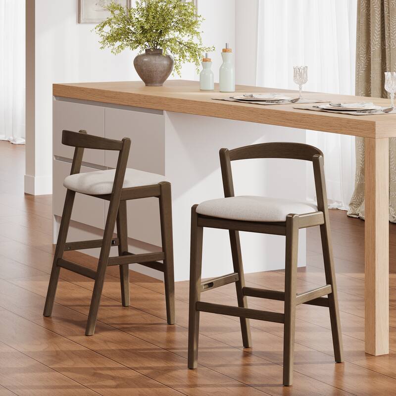 Roomfitters Balmain Indoor Rubberwood Barstools with Cushioned Seat, Set of 2 - Set of 2