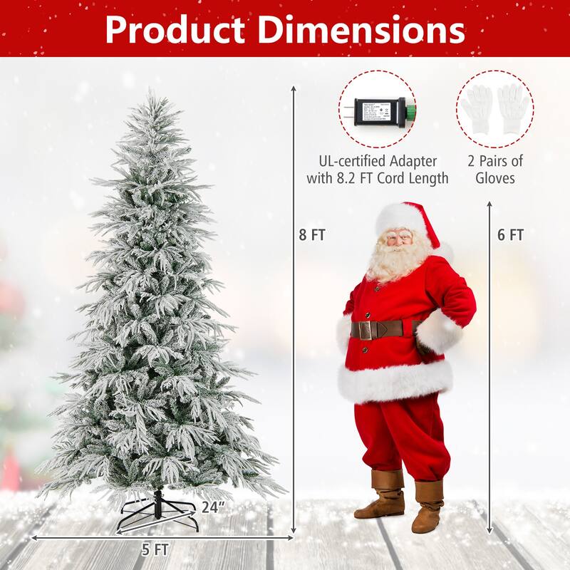 Gymax 6/7/8 FT Artificial Christmas Tree w/1108 PE PVC Branch Tips & - Green, White