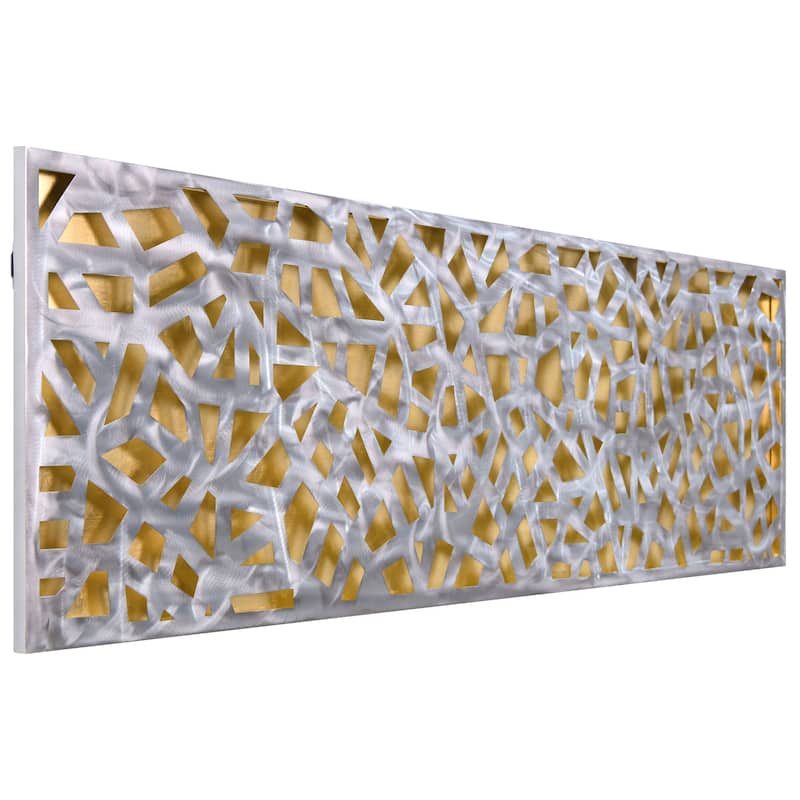 Polished Steel Wall Sculpture Abstract Wall Art with Gold/Silver Leaf