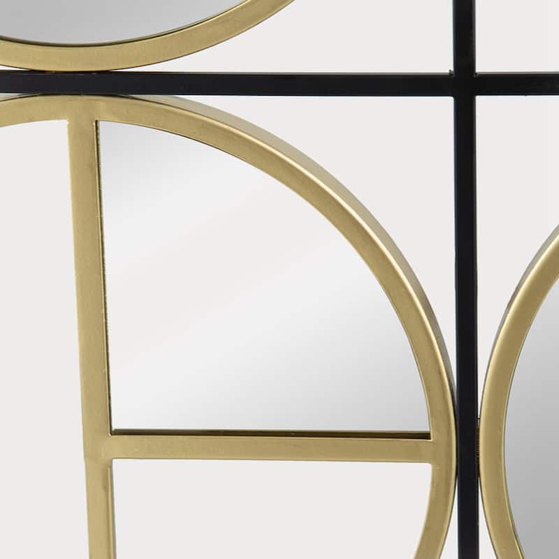 35.6" Metal Beaded Black Wall Mirror