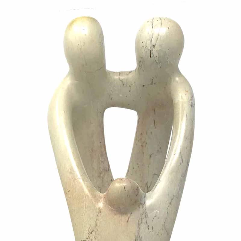 Soapstone Family Sculpture: Natural Stone