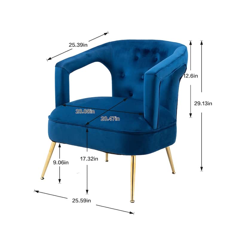 Velvet Upholstered Tufted Livng Room Leisure Chair With Golden feet