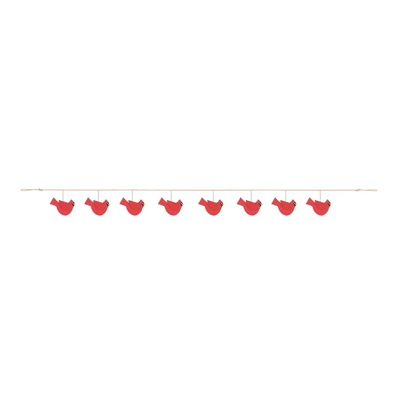 Glitzhome 6 Feet Metal Cardinal Bird Truck Christmas Garland