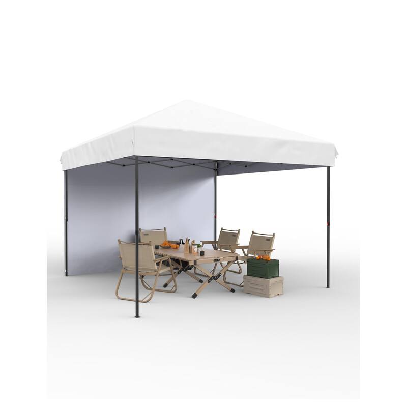 10x10 Feet Instant Pop-Up Canopy Tent, 1 Removable Sidewalls - 10*10Ft - White